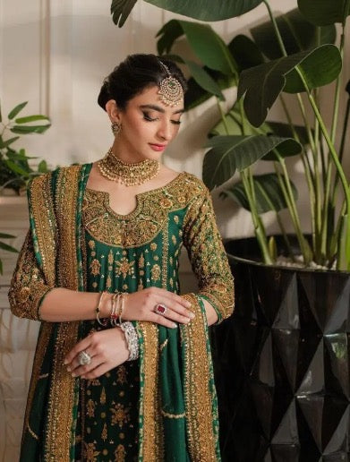 NEW ARRIVAL GEORGETTE SEQUENCE EMBROIDERY WORK TOP SHARARA WITH DUPATTA GREEN