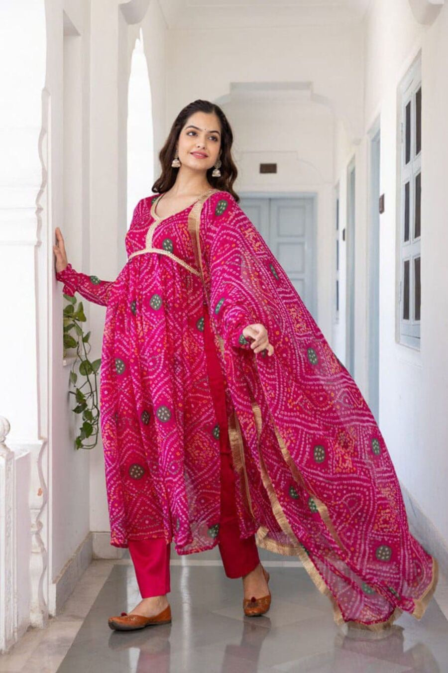 MODERN DELTA SILK PRINTED TOP BOTTOM WITH DUPATTA PINK