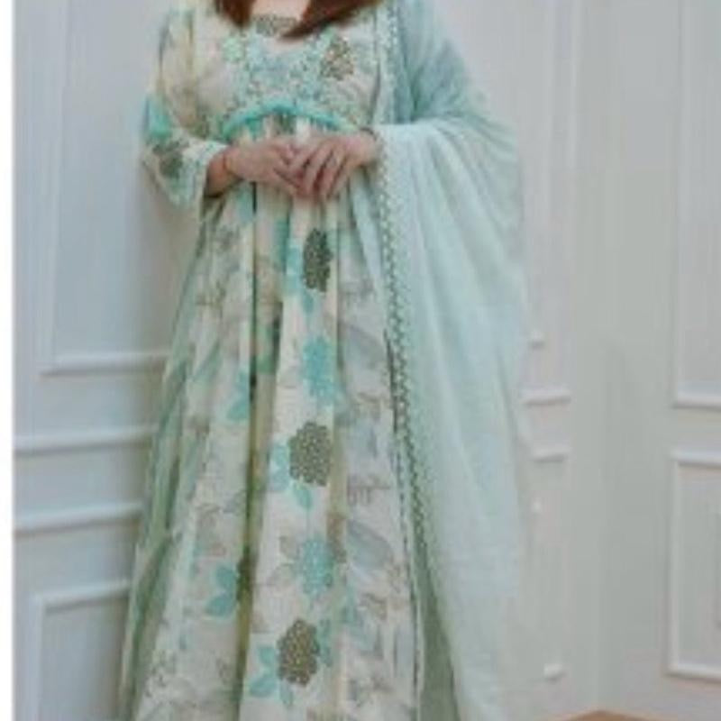 INDIAN PARTY WEAR PRINT WITH EMBROIDERY WORK TOP BOTTOM WITH DUPATTA IN SIZE L