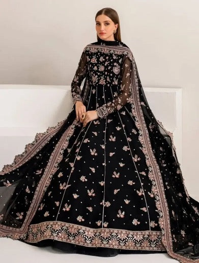 NEW ARRIVAL GEORGETTE SEQUENCE AND THREAD EMBROIDERY WORK GOWN SHARARA WITH DUPATTA BLACK