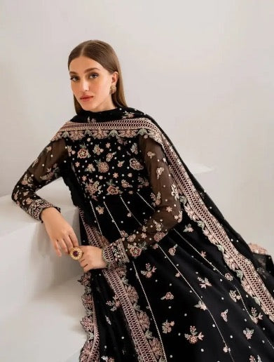 NEW ARRIVAL GEORGETTE SEQUENCE AND THREAD EMBROIDERY WORK GOWN SHARARA WITH DUPATTA BLACK
