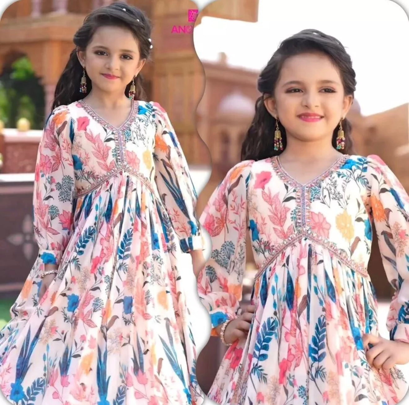 INDIAN DESIGNER GEORGETTE DIGITAL PRINT WORK KIDS GOWN WITH DUPATTA MULTI A3to5