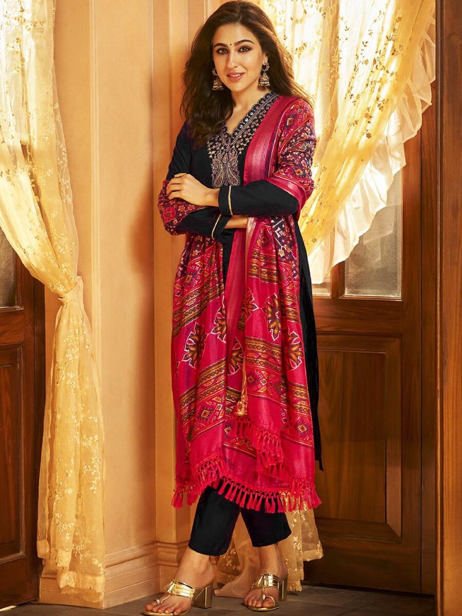 DESIGNER RAYON SLUB EMBROIDERY WORK TOP BOTTOM WITH DUPATTA