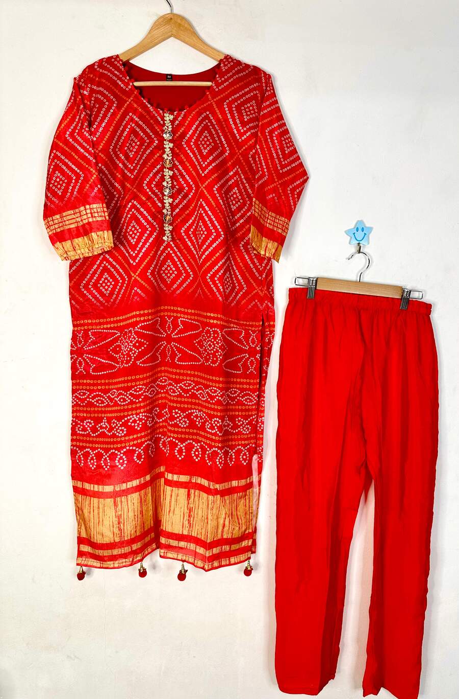 FANCY CHINON SILK BANDHNI PRINTED SEQUENCE LATKAN WORK TOP BOTTOM WITH DUPATTA