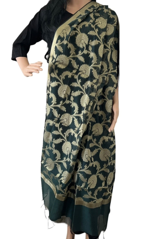 Elegant PURE SILK Indian Banarasi Art Dupatta Scarf/ Shaw