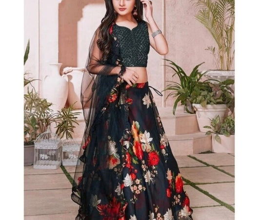 Kids Indian Traditional DESIGNER GEORGETTE DIGITAL PRINT WORK LEHENGA CHOLI age 4