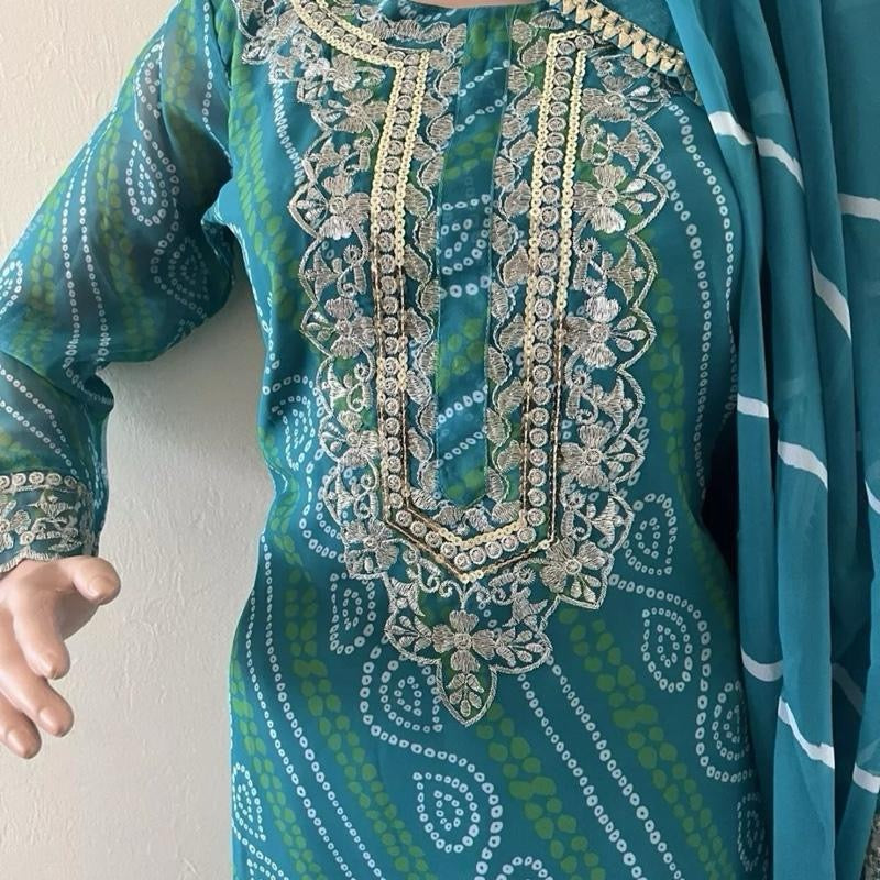 NDIAN WEDDING COLLECTIVE DIGITAL PRINT WITH EMBROIDERY SKY BLUE COL TOP & SHARA