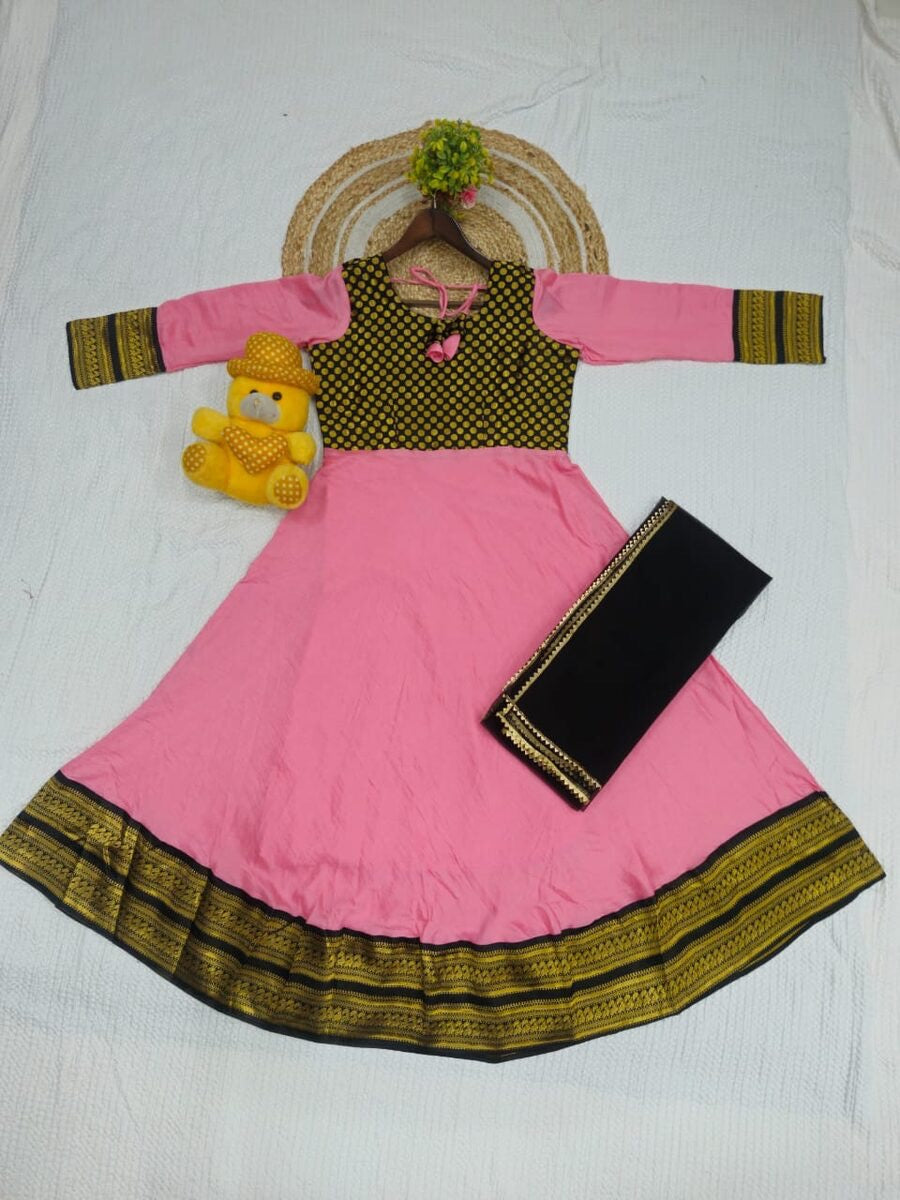 MOST PICKED VICHITRA SILK JACQUARD WORK ANARKALI TOP WITH DUPATTA 2PC SET.