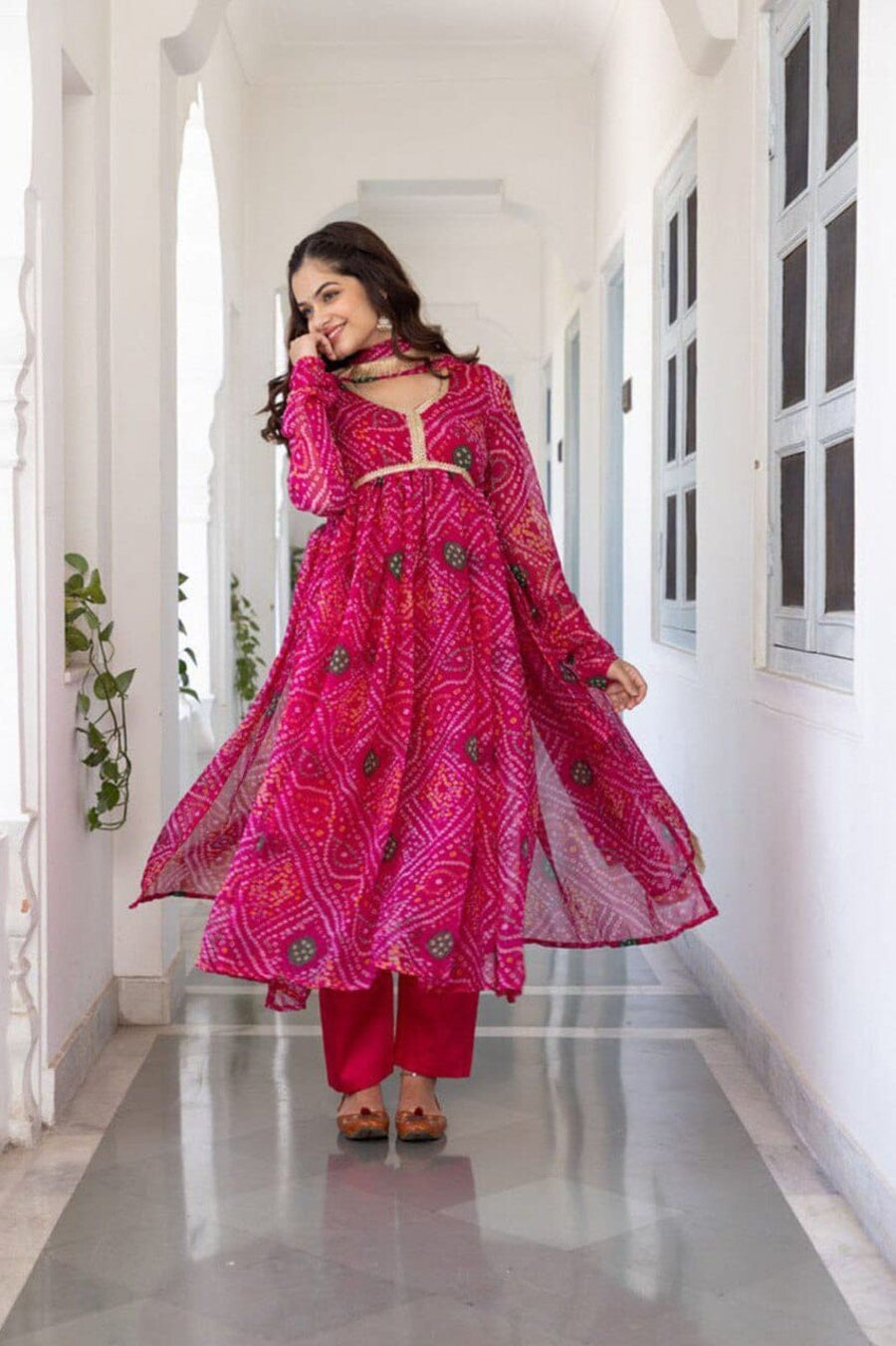 MODERN DELTA SILK PRINTED TOP BOTTOM WITH DUPATTA PINK