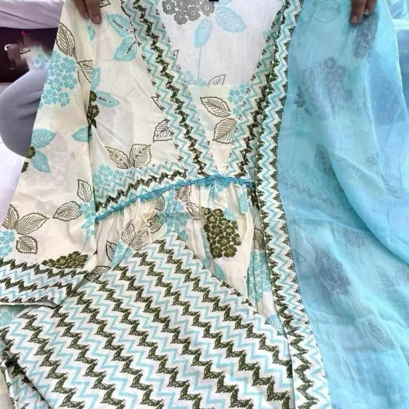 INDIAN PARTY WEAR PRINT WITH EMBROIDERY WORK TOP BOTTOM WITH DUPATTA IN SIZE L