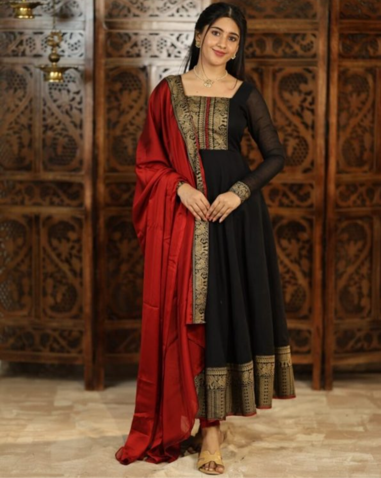 NEW ARRIVAL VICHITRA SILK
JACQUARD LACE WORK ANARKALI
TOP WITH DUPATTA