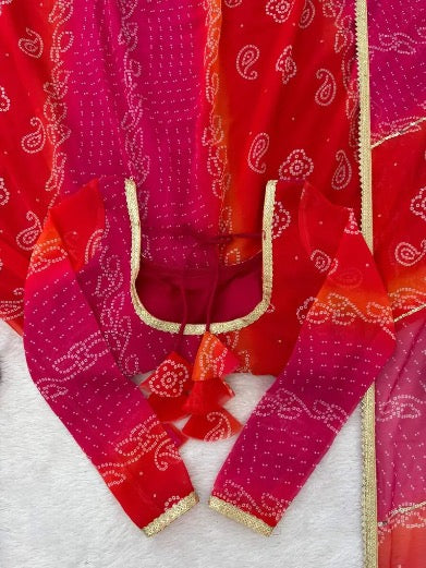 FANCY GEORGETTE DIGITAL PRINT WORK GOWN BOTTOM WITH DUPATTA RED