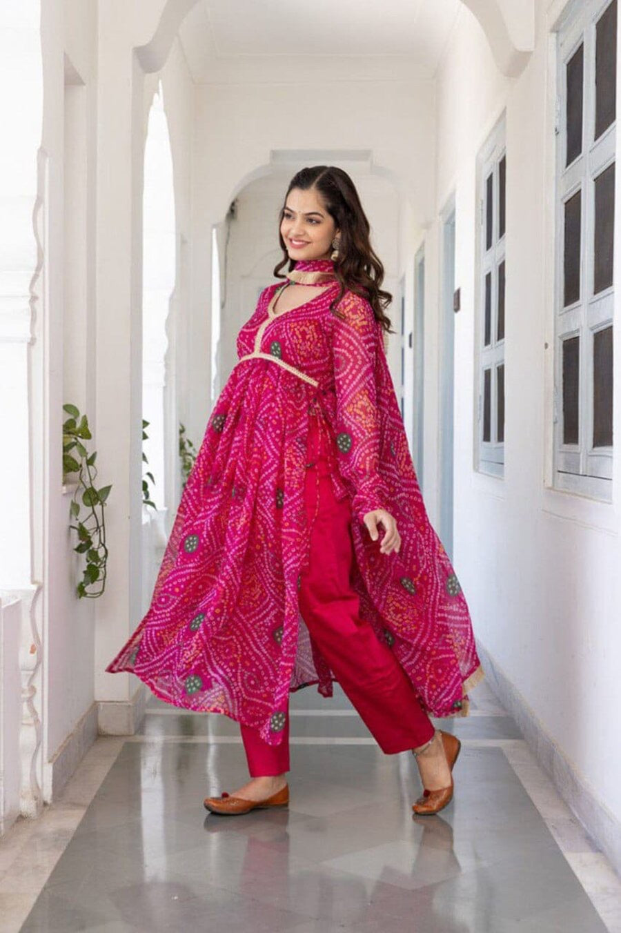 MODERN DELTA SILK PRINTED TOP BOTTOM WITH DUPATTA PINK