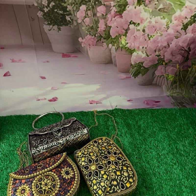 Handcrafted Modern Mosaic Evening Clutches for Women Indian Artisans' Metal Purse Accessory for Parties and Special Events