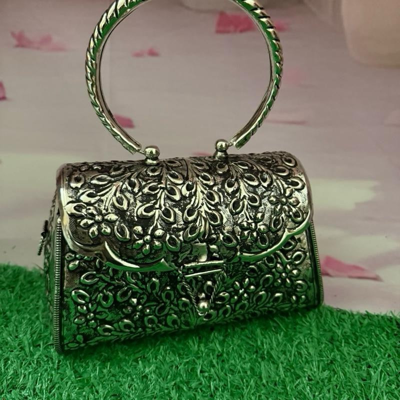 Indian Antique Vintage Style Royal Handmade Silver Metal Party Clutch for Wedding Favor Evening Clutches