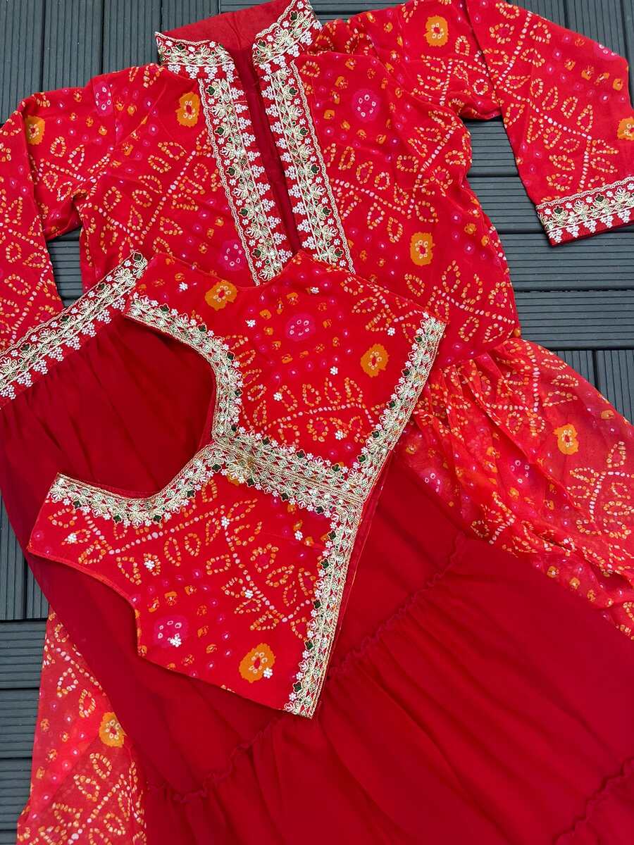 FASHIONABLE GEORGETTE EMBROIDERY SEQUENCE WORK LEHENGA CHOLI WITH KOTI SKY