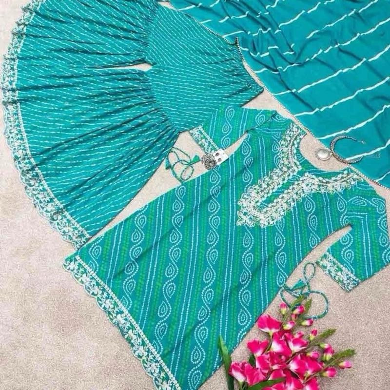 NDIAN WEDDING COLLECTIVE DIGITAL PRINT WITH EMBROIDERY SKY BLUE COL TOP & SHARA