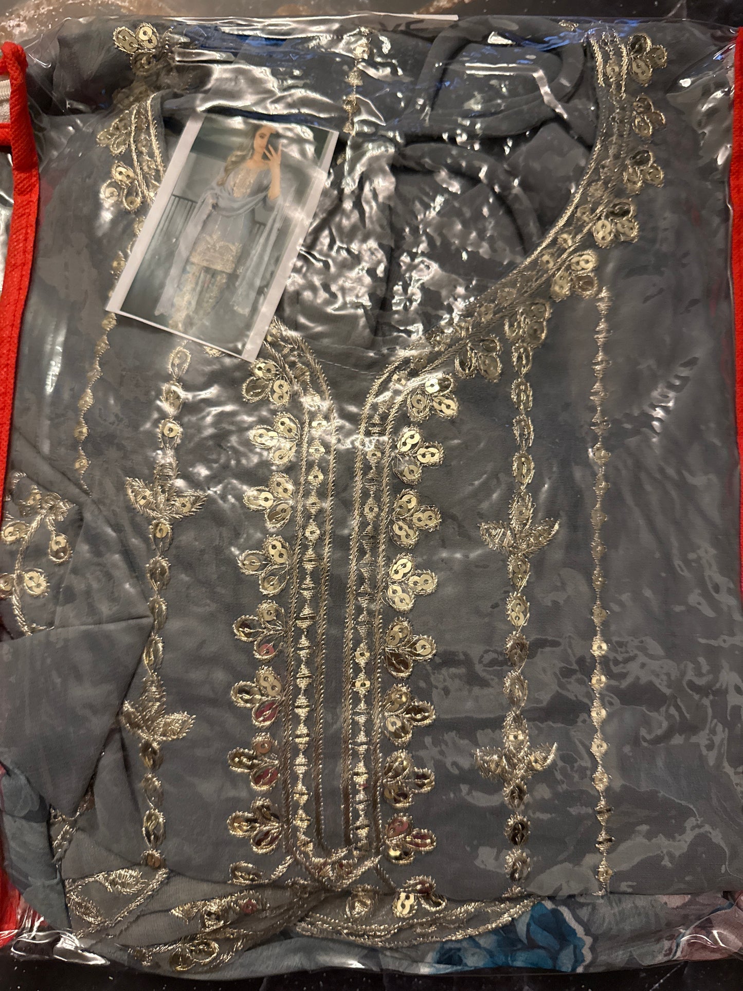 PARTY WEAR GEORGETTE SEQUENCE EMBROIDERY WORK TOP DHOTI WITH DUPATTA
