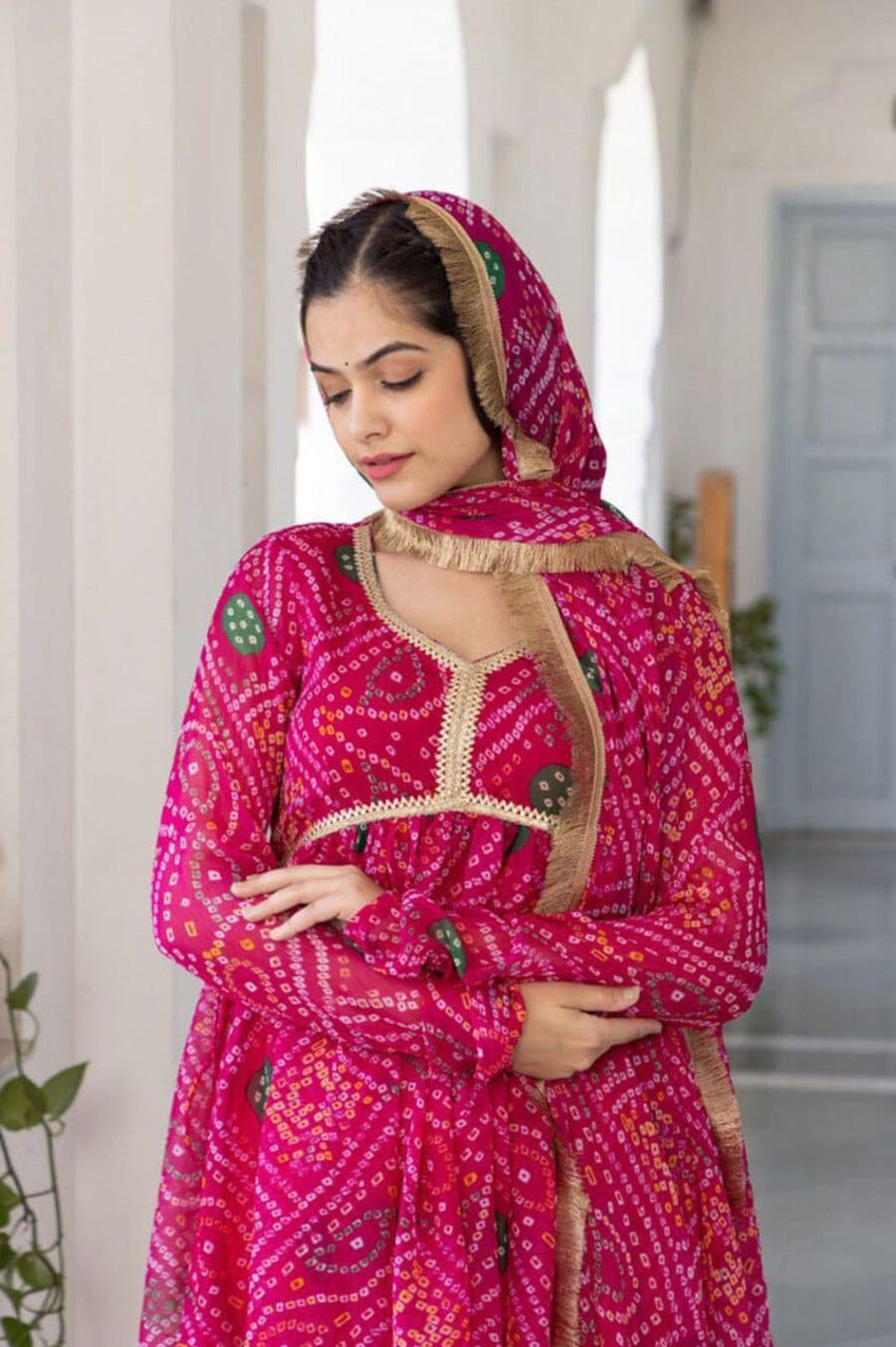 MODERN DELTA SILK PRINTED TOP BOTTOM WITH DUPATTA PINK
