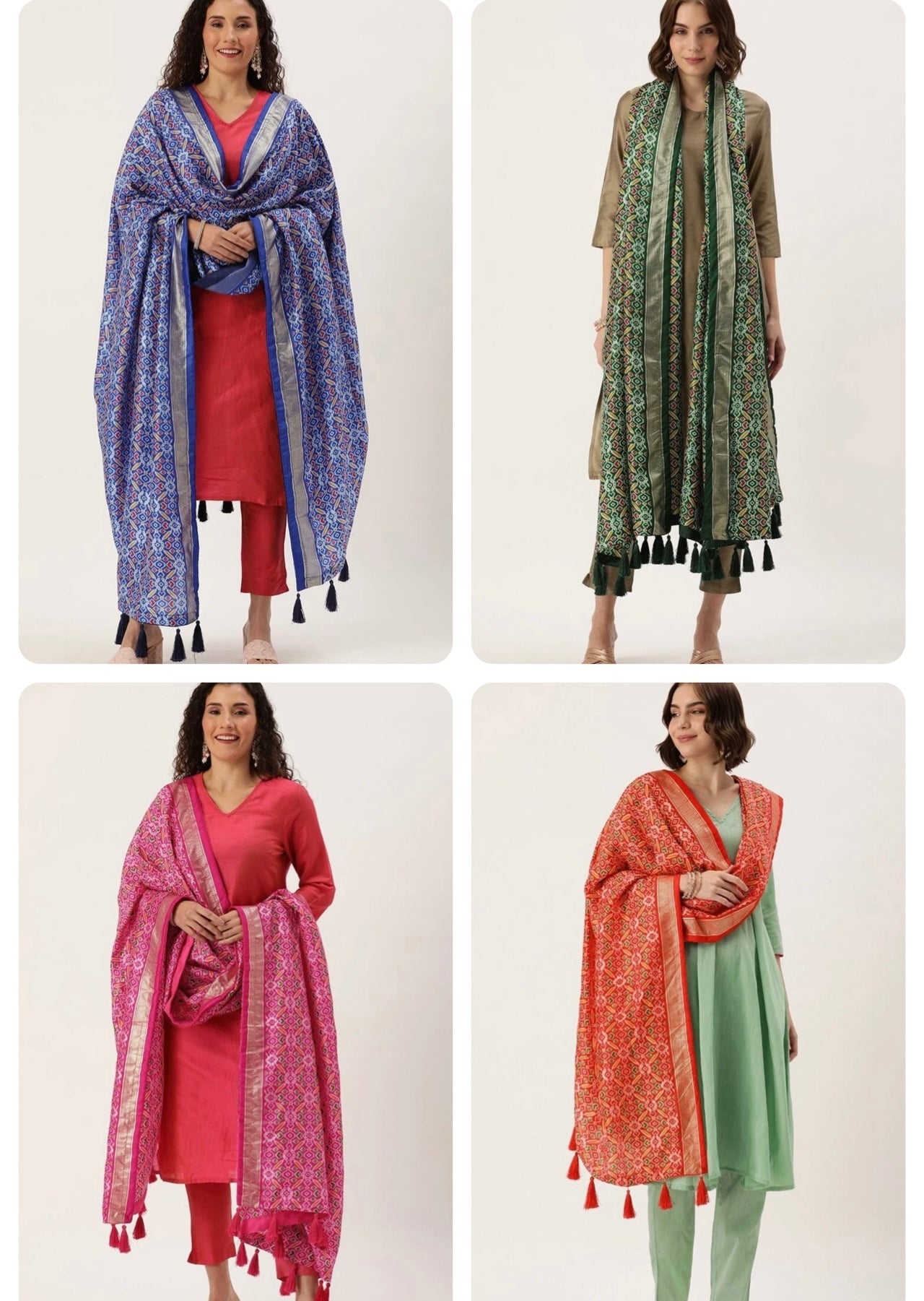 INDIAN DESIGNER TUSSAR SILK PATOLA PRINT WORK ONLY DUPATTA