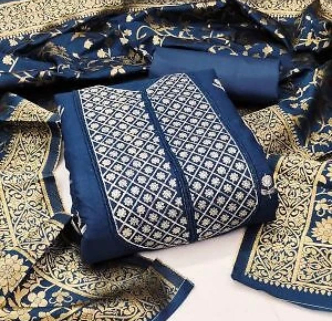 Final Clearance INDIAN DESIGNER COTTON SEQUENCE WORK SALWAR KAMEEZ SUIT SIZE 40