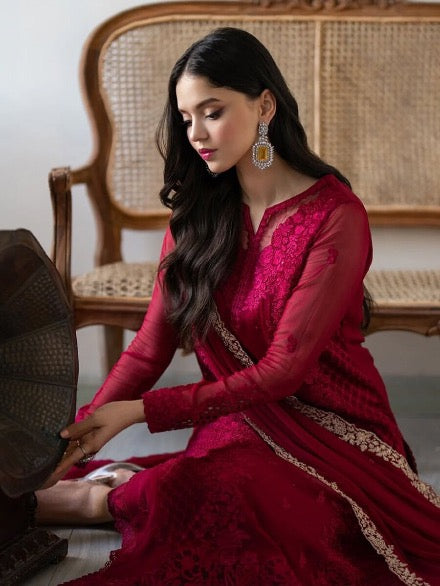 DESIGNER GEORGETTE EMBROIDERY SEQUENCE WORK TOP PALAZZO WITH DUPATTA MAROON