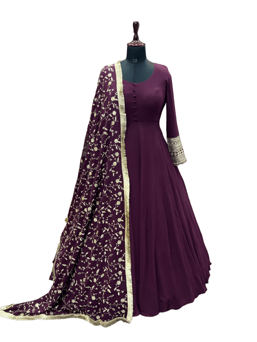 FASHIONABLE GEORGETTE SEQUENCE ZARI WORK GOWN PENT WITH DUPATTA BLUE