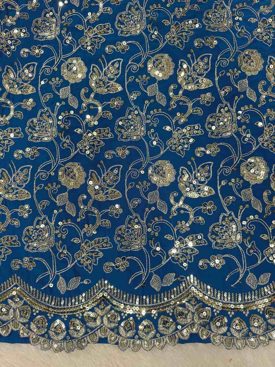 DESIGNER GEORGETTE THREAD WITH SEQUENCE WORK TOP SHARARA WITH DUPATTA BLUE