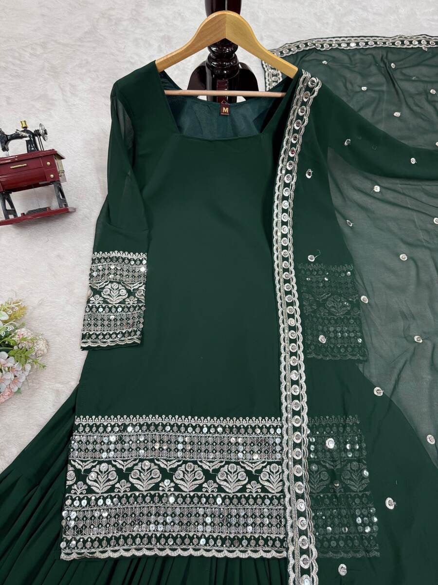 FANCY GEORGETTE THREAD WITH SEQUENCE WORK TOP SHARARA WITH DUPATTA