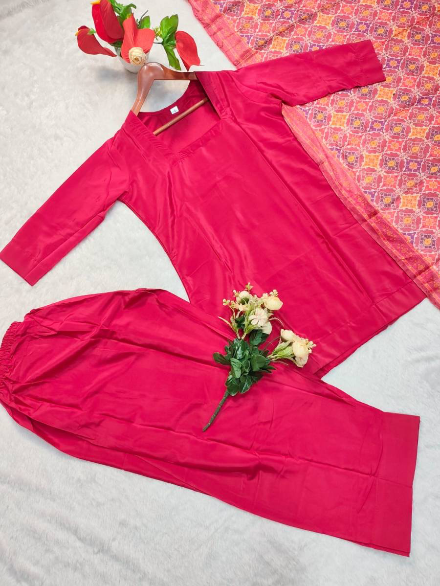 NEW ARRIVAL FRENCH CREPE PLAIN TOP PATIYALA WITH DUPATTA RANI