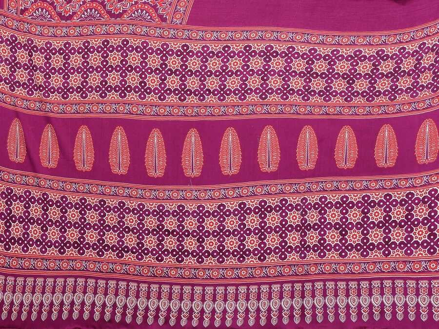 MODERN SEMI GAJI AJRAKH LAGDI WORK SAREE WITH UNSTITCHED BLOUSE