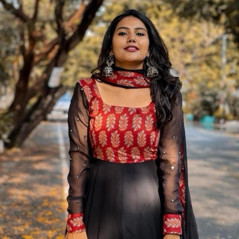 Indian traditional DESIGNER GEORGETTE WITH EMBROIDERY PRINT GOWN WITH DUPATTA