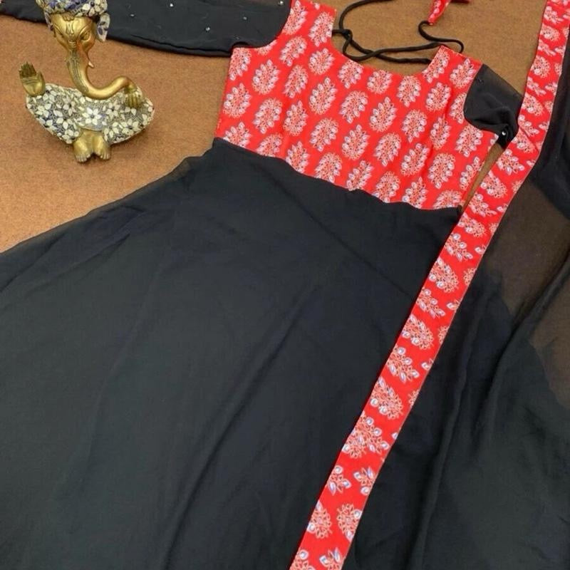 Indian traditional DESIGNER GEORGETTE WITH EMBROIDERY PRINT GOWN WITH DUPATTA