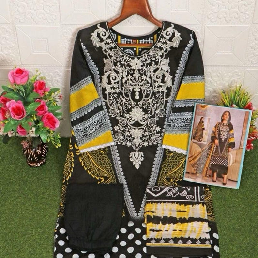 Clearance INDIAN BROWN FAUX GEORGETTE EMBROIDERY STITCHED L SHARARA SUIT SIZE L