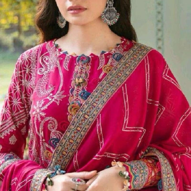 DESIGNER MUSLIN DIGITAL PRINT WORK TOP WITH DUPATTA RED