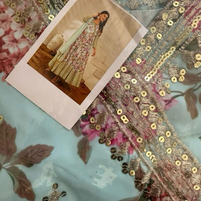 PARTY WEAR GEORGETTE EMBROIDERY SEQUENCE WORK GOWN BOTTOM WITH DUPATTA