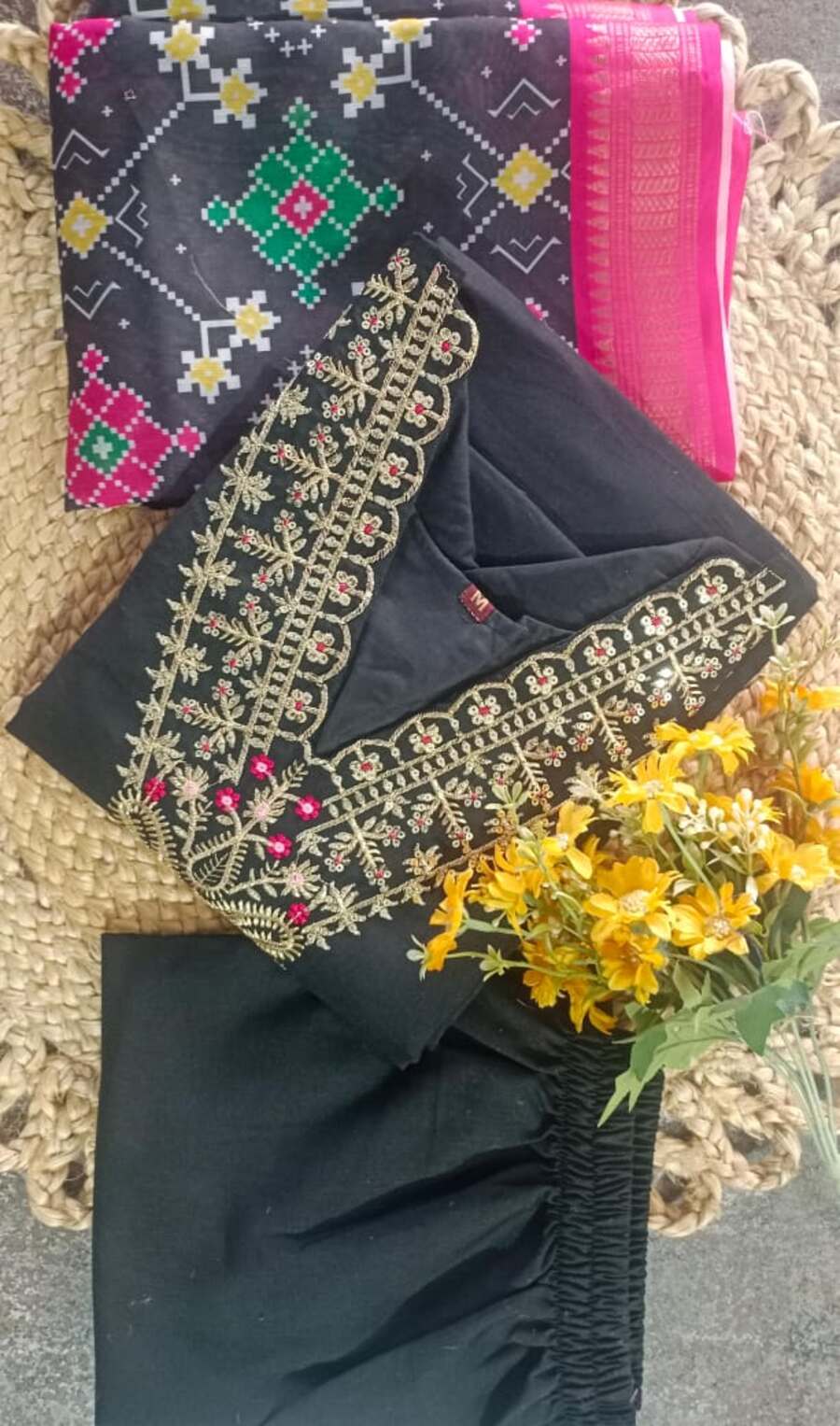 DESIGNER RAYON SLUB EMBROIDERY WORK TOP BOTTOM WITH DUPATTA