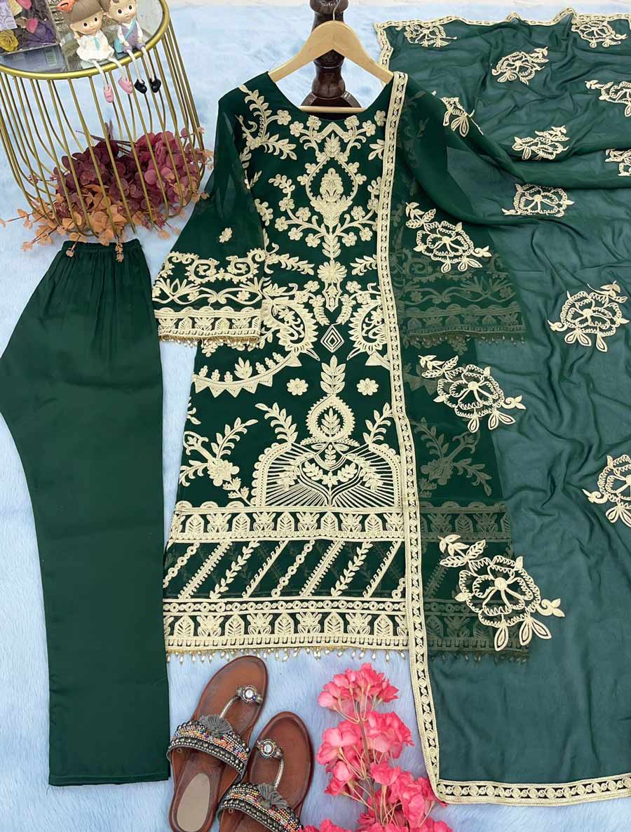 GEORGETTE EMBROIDERY LATKAN
LACE WORK TOP BOTTOM WITH
DUPATTA