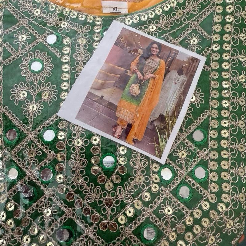 DESIGNER CHINON CODING SEQUENCE WORK TOP PANT WITH DUPATTA