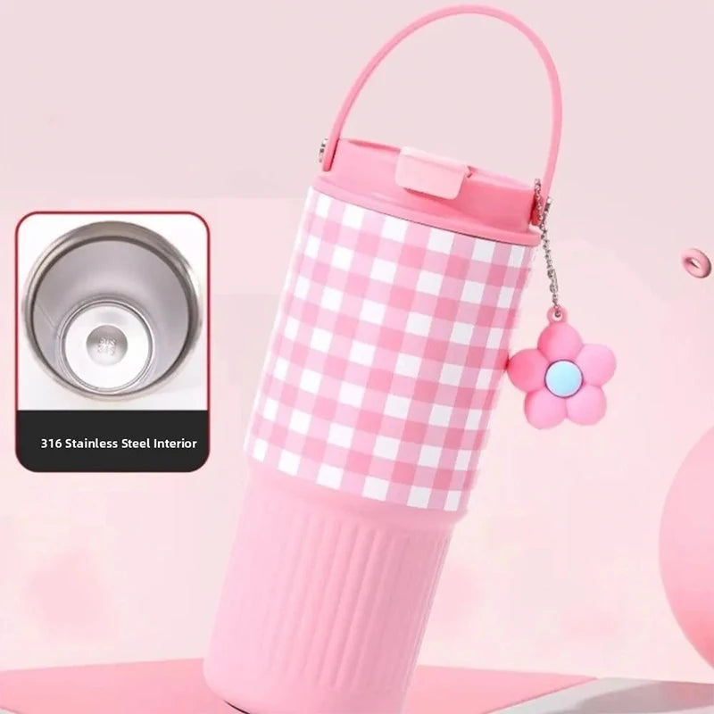 Cute Tumbler 750ML Water Bottle 316 Stainless Steel Vacuum Thermos Bottle Insulated Portable Thermos Cup Gift Outdoor Tableware