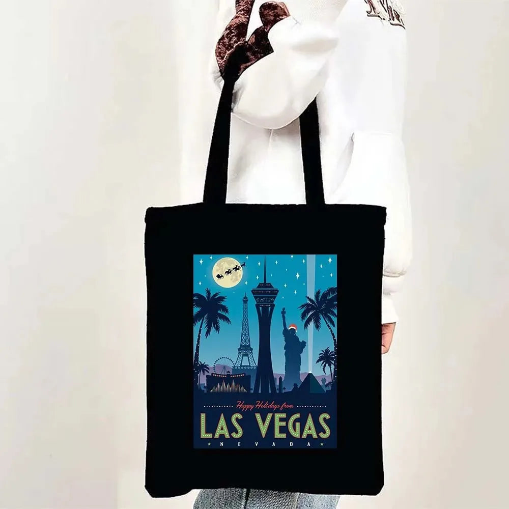 Paris Cityscape Women Shoulder Bag Tokyo Sydney Architectural Logo Eco Tote Large Capacity Portable Canvas Casual Shopping Bags