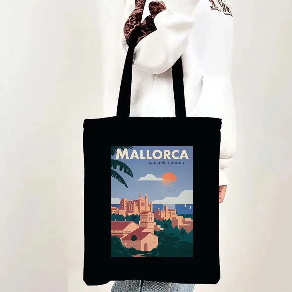 Paris Cityscape Women Shoulder Bag Tokyo Sydney Architectural Logo Eco Tote Large Capacity Portable Canvas Casual Shopping Bags