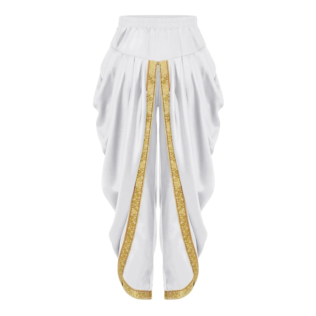 Girls Boys Satin Dhoti Pants Indian Dance Pants Elastic Waist Draped Baggy Trousers for Halloween Party Fancy Dress Ball Clothes