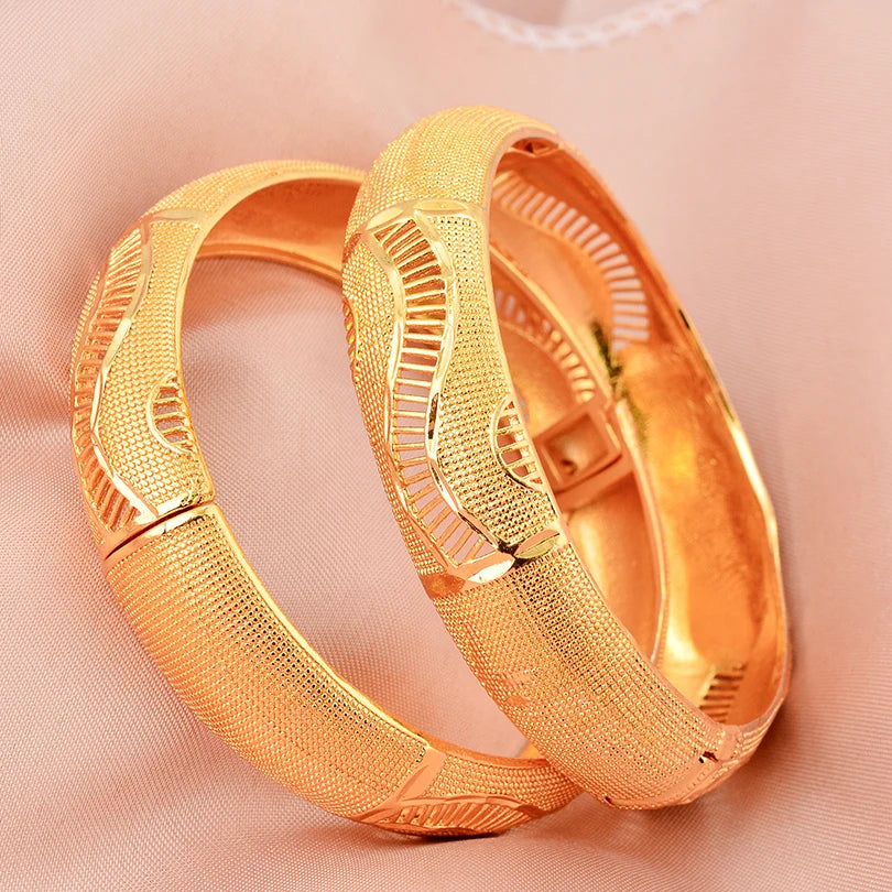 24k Dubai Gold Color Bangles for Women Dubai Bride Wedding Ethiopian Bracelet Africa Bangle Arab Jewelry Charm Bracelet  Jewelry