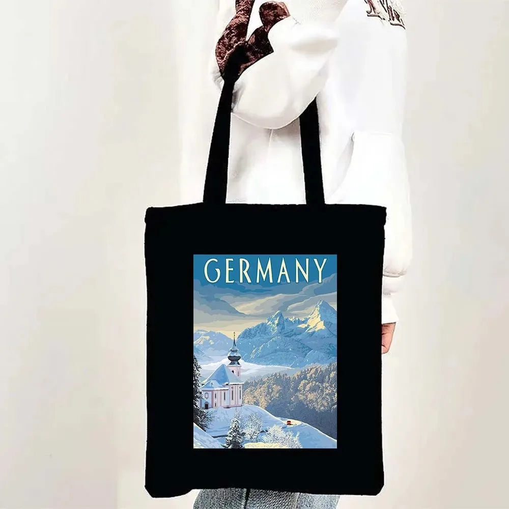 Paris Cityscape Women Shoulder Bag Tokyo Sydney Architectural Logo Eco Tote Large Capacity Portable Canvas Casual Shopping Bags