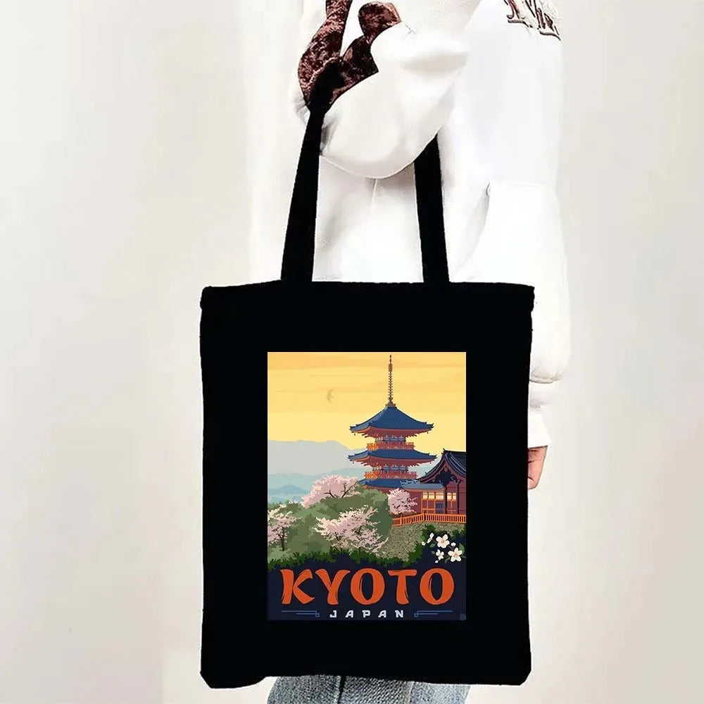 Paris Cityscape Women Shoulder Bag Tokyo Sydney Architectural Logo Eco Tote Large Capacity Portable Canvas Casual Shopping Bags