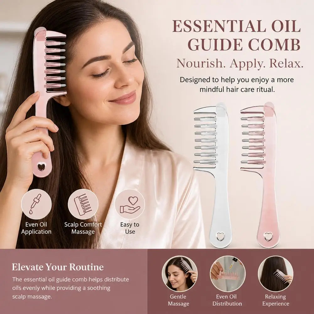 Hair Essential Oil Applicator Comb Roller Ball Liquid Guide Comb Scalp Massage Hair Root Oil Apply Dispensing Comb Hair Care ﻿