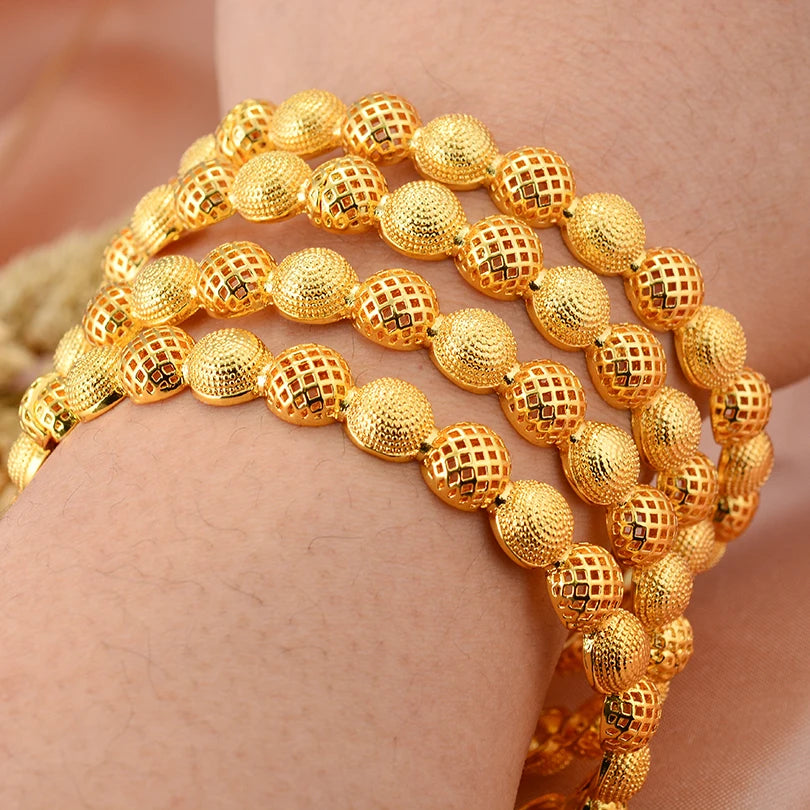 24k Dubai Gold Color Bangles for Women Dubai Bride Wedding Ethiopian Bracelet Africa Bangle Arab Jewelry Charm Bracelet  Jewelry