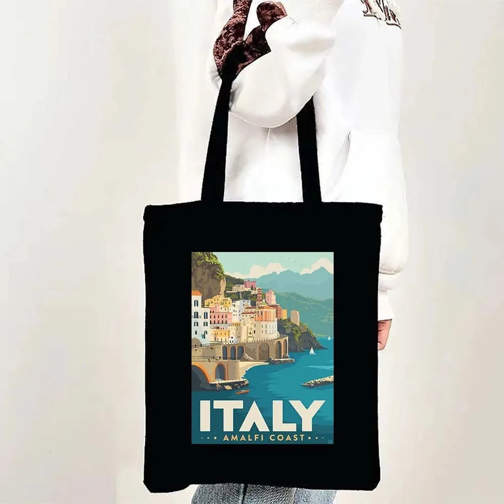 Paris Cityscape Women Shoulder Bag Tokyo Sydney Architectural Logo Eco Tote Large Capacity Portable Canvas Casual Shopping Bags