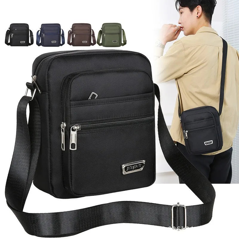 Multi-zipper Lightweight Nylon Casual Messenger Shoulder Bag For Men Zipper Pocket Handbag Fashion Tote Travel Crossbody Bag